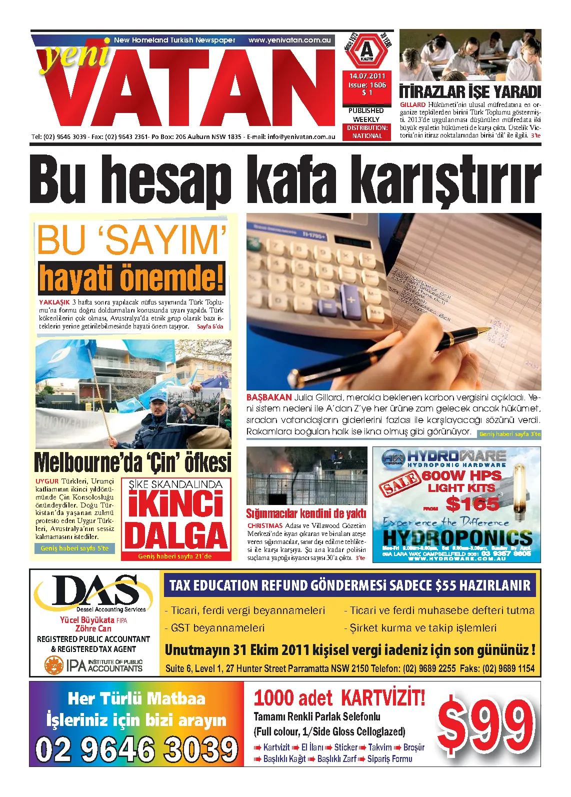 Yeni Vatan – 14 Temmuz 2011 – Sayı 1606