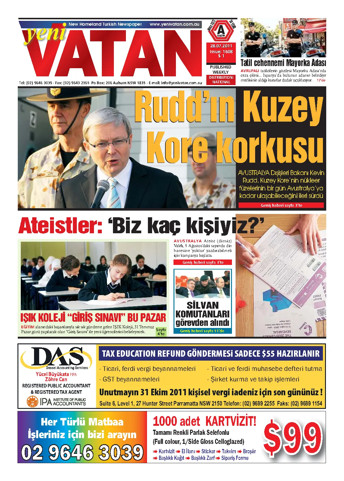 Yeni Vatan – 28 Temmuz 2011 – Sayı 1608