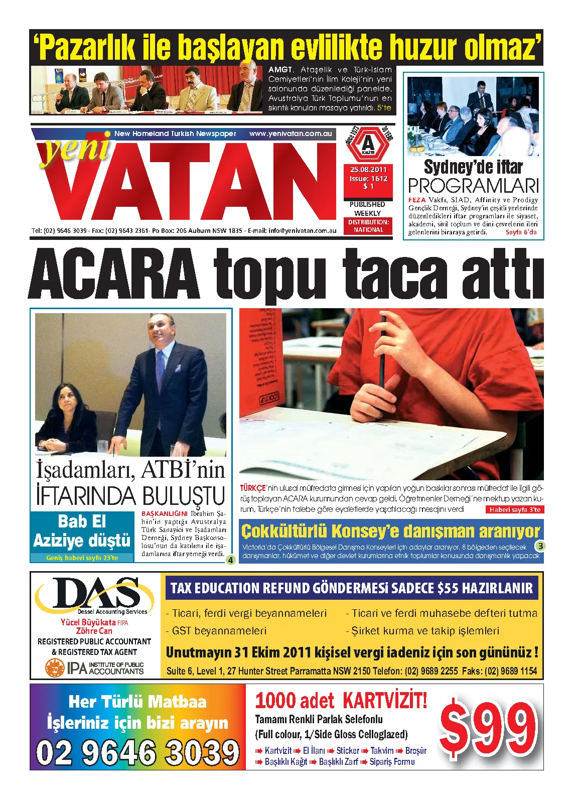 Yeni Vatan – 25 Ağustos 2011 – Sayı 1612
