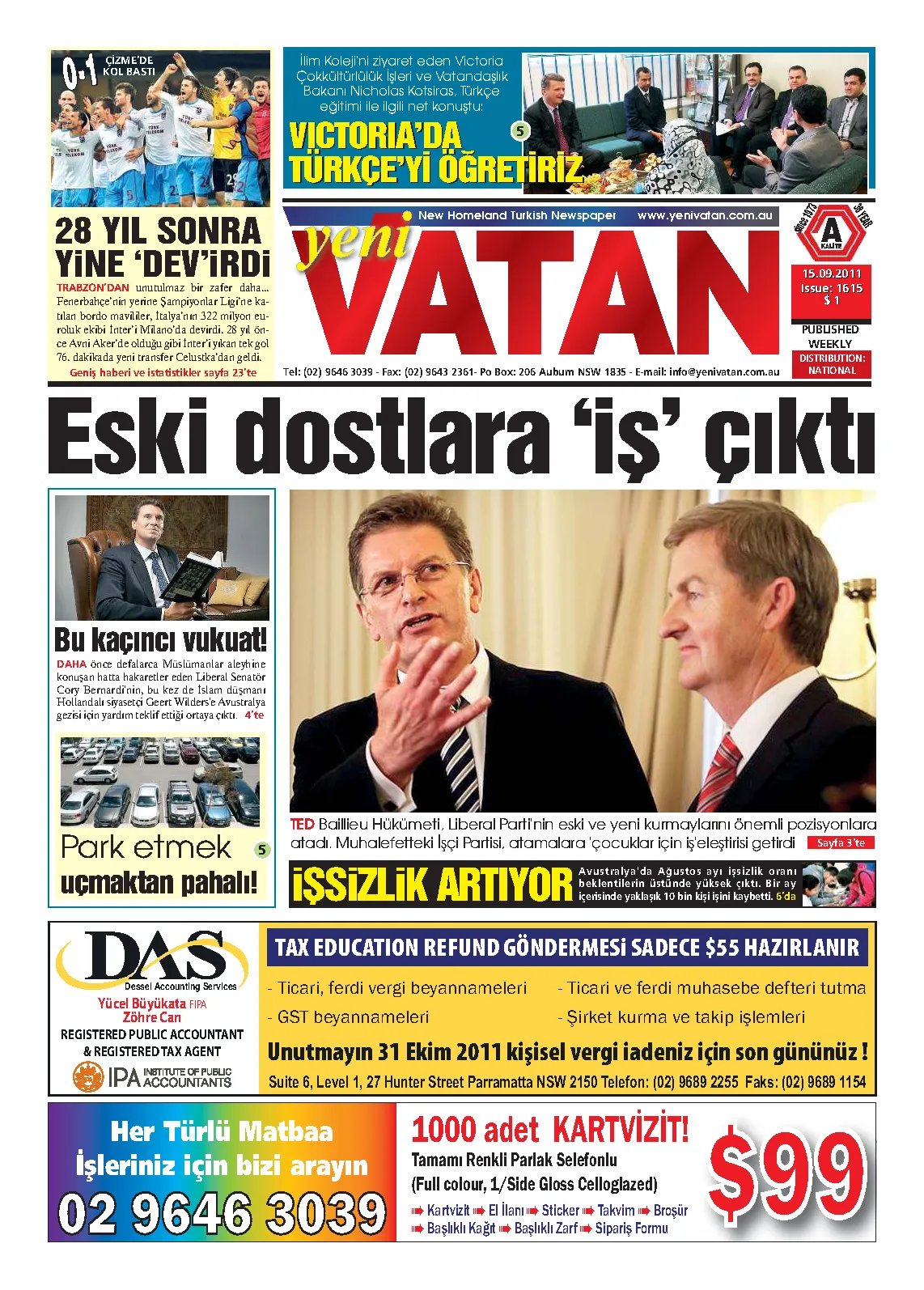 Yeni Vatan – 15 Eylül 2011 – Sayı 1615