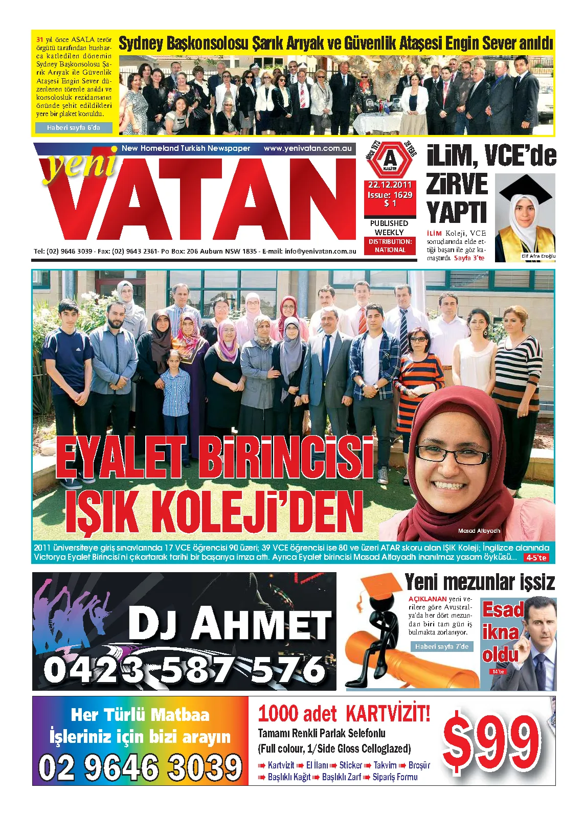 Yeni Vatan – 22 Aralık 2011 – Sayı 1629