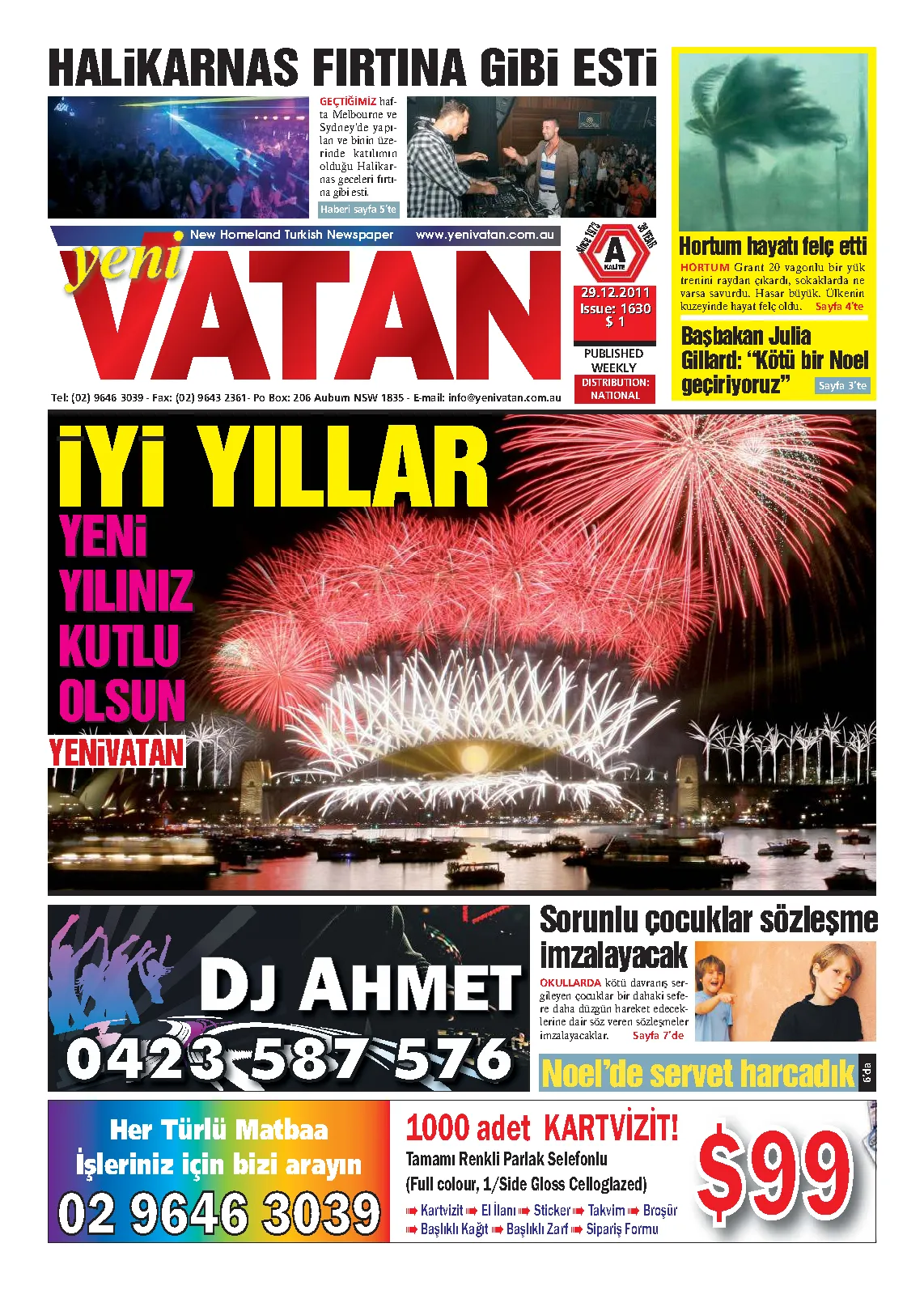 Yeni Vatan – 29 Aralık 2011 – Sayı 1630