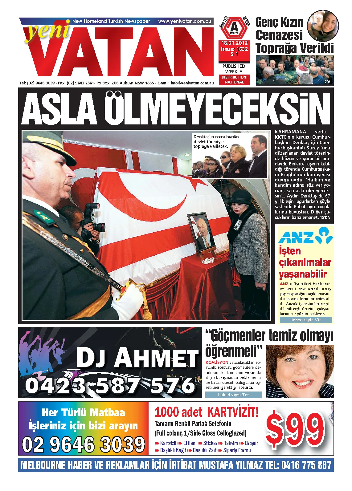 Yeni Vatan – 18 Ocak 2012 – Sayı 1632