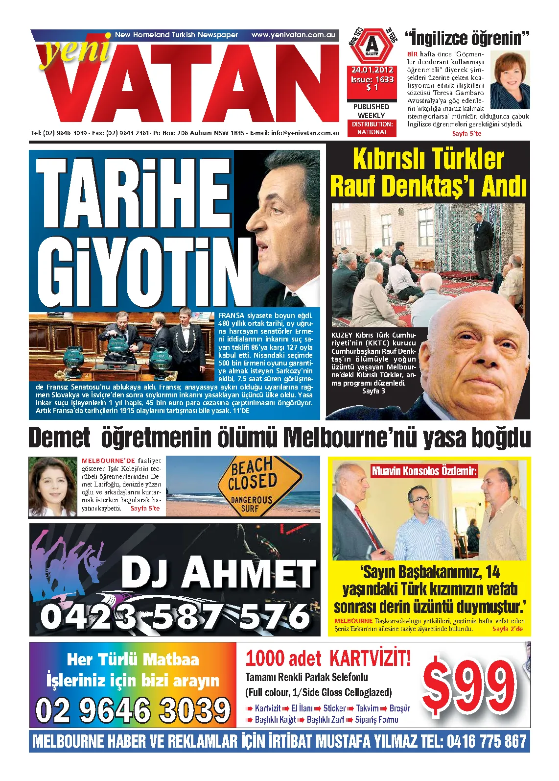 Yeni Vatan – 25 Ocak 2012 – Sayı 1633