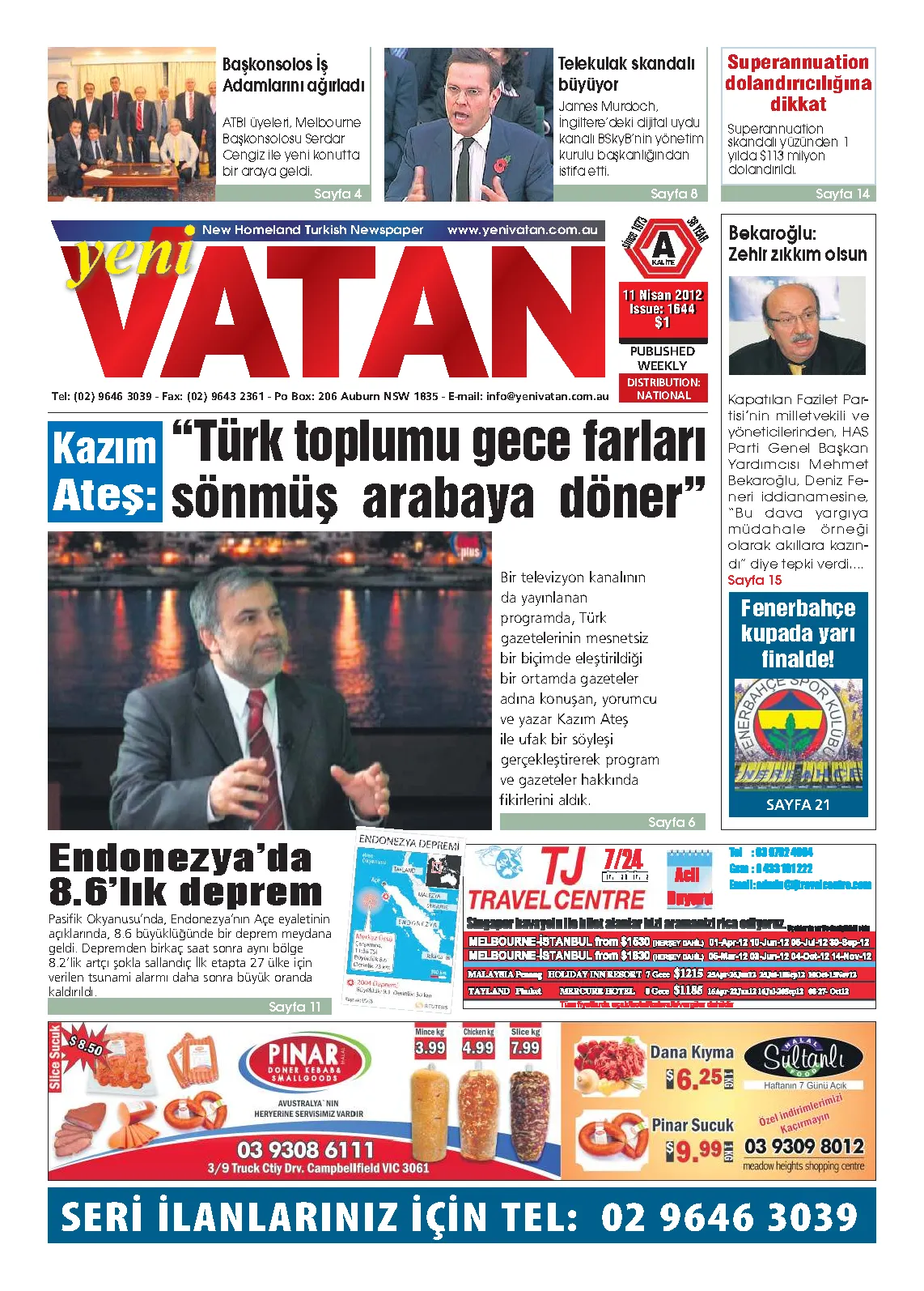 Yeni Vatan – 11 Nisan 2012 – Sayı 1644