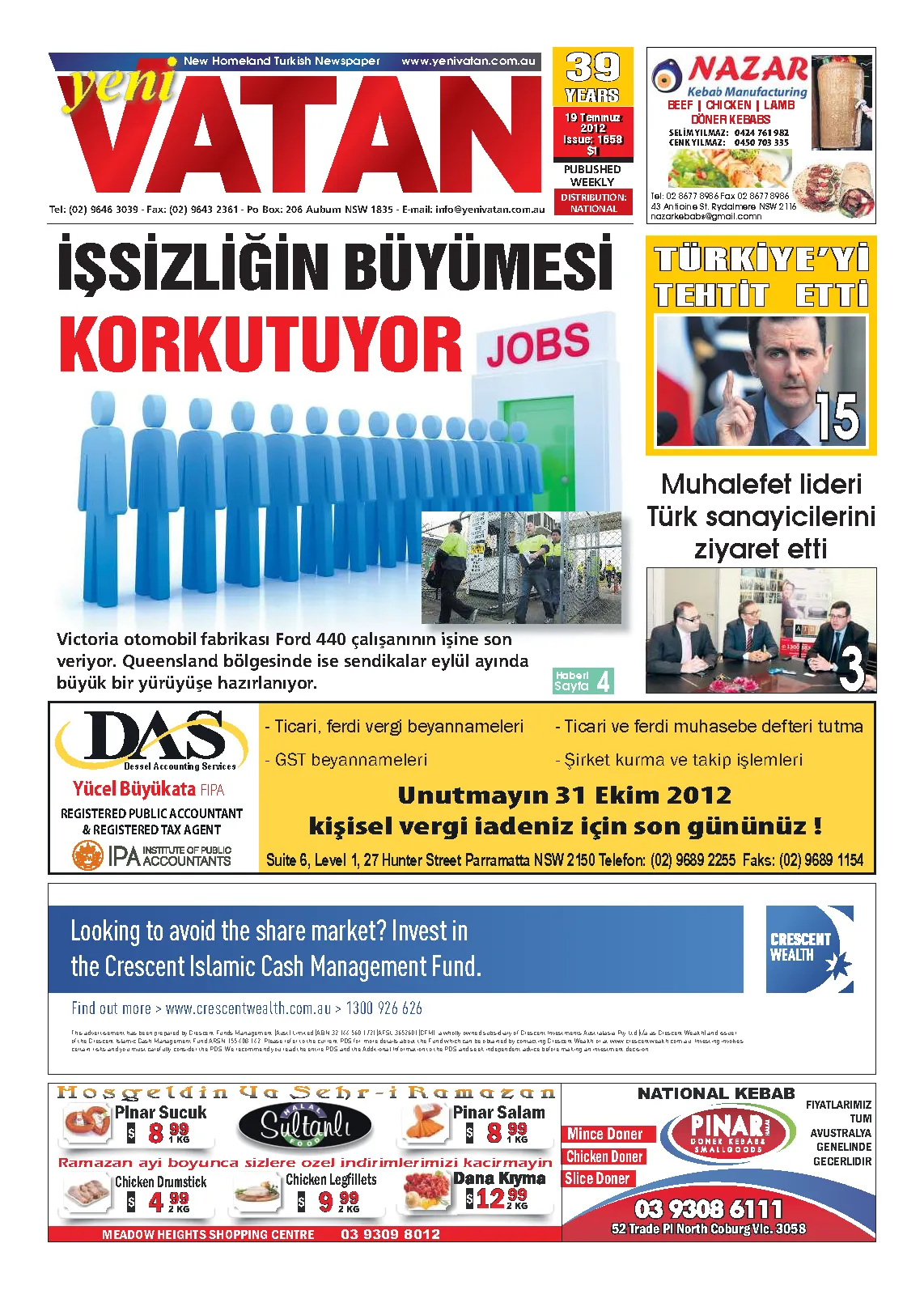 Yeni Vatan – 19 Temmuz 2012 – Sayı 1658