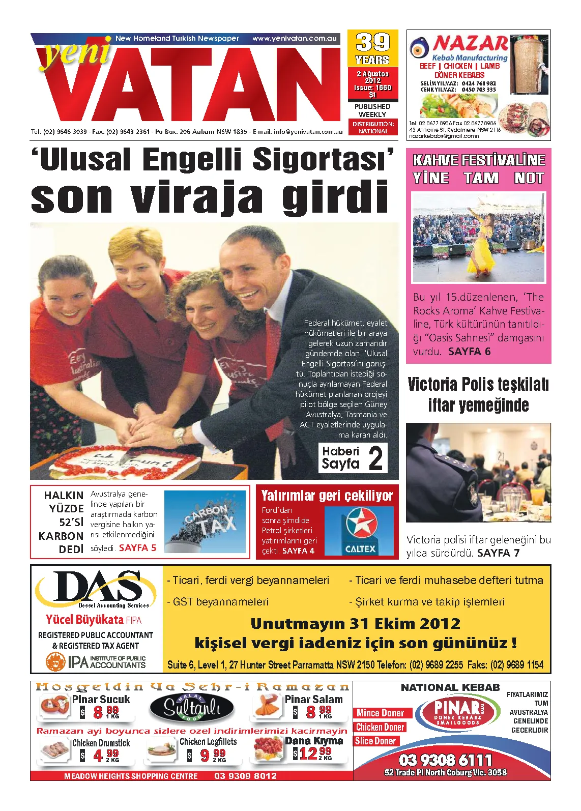 Yeni Vatan – 2 Ağustos 2012 – Sayı 1660