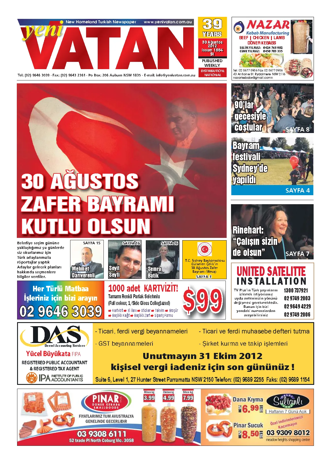 Yeni Vatan – 30 Ağustos 2012 – Sayı 1664