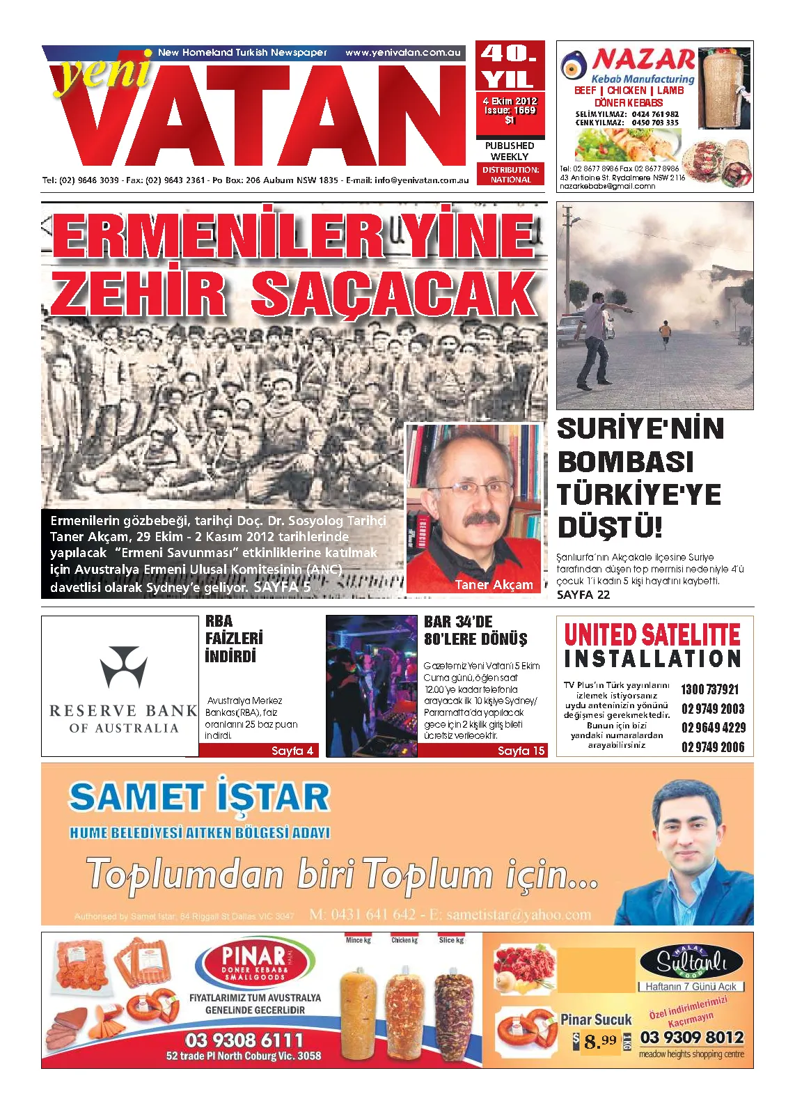 Yeni Vatan – 4 Ekim 2012 – Sayı 1669