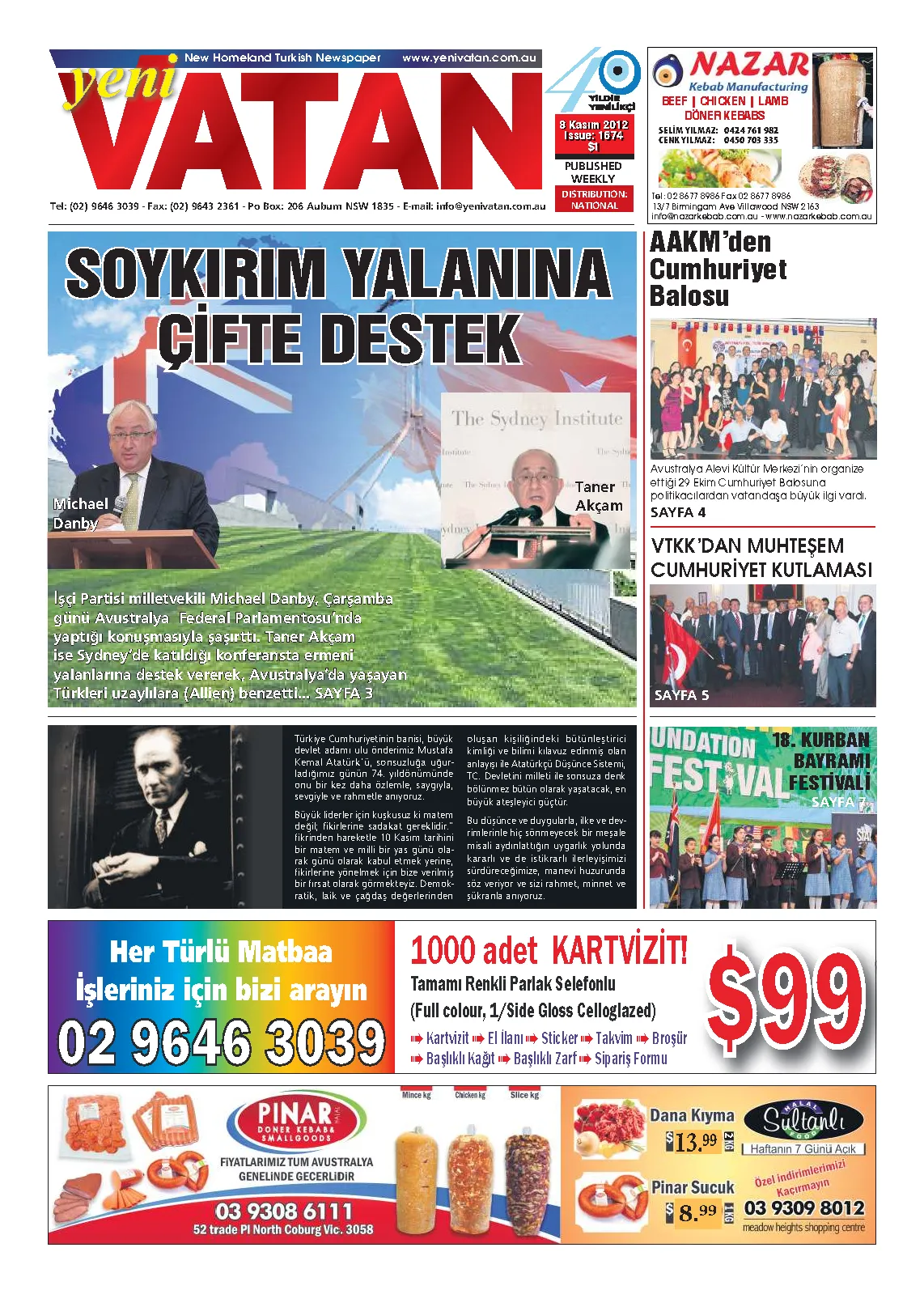 Yeni Vatan – 8 Kasım 2012 – Sayı 1674