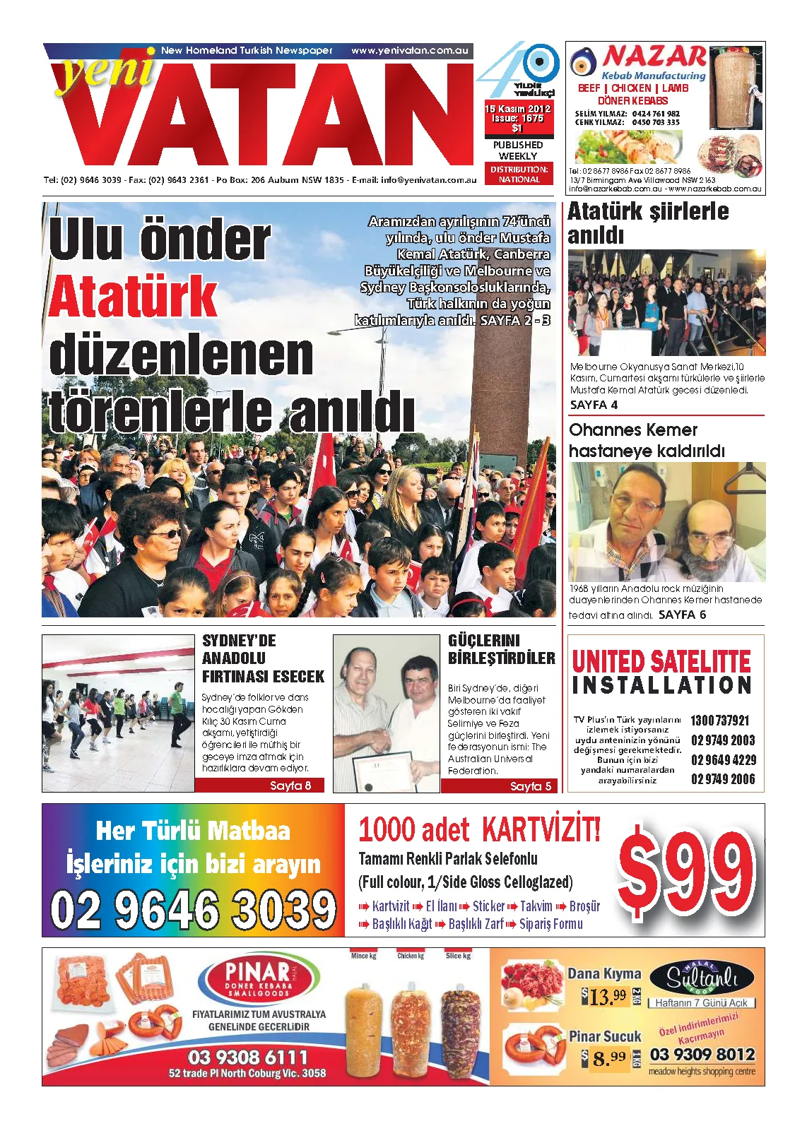 Yeni Vatan – 15 Kasım 2012 – Sayı 1675