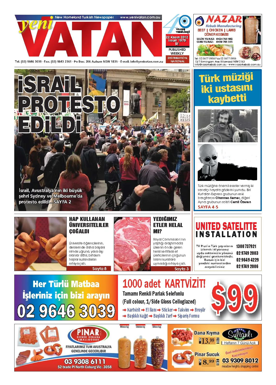 Yeni Vatan – 22 Kasım 2012 – Sayı 1676