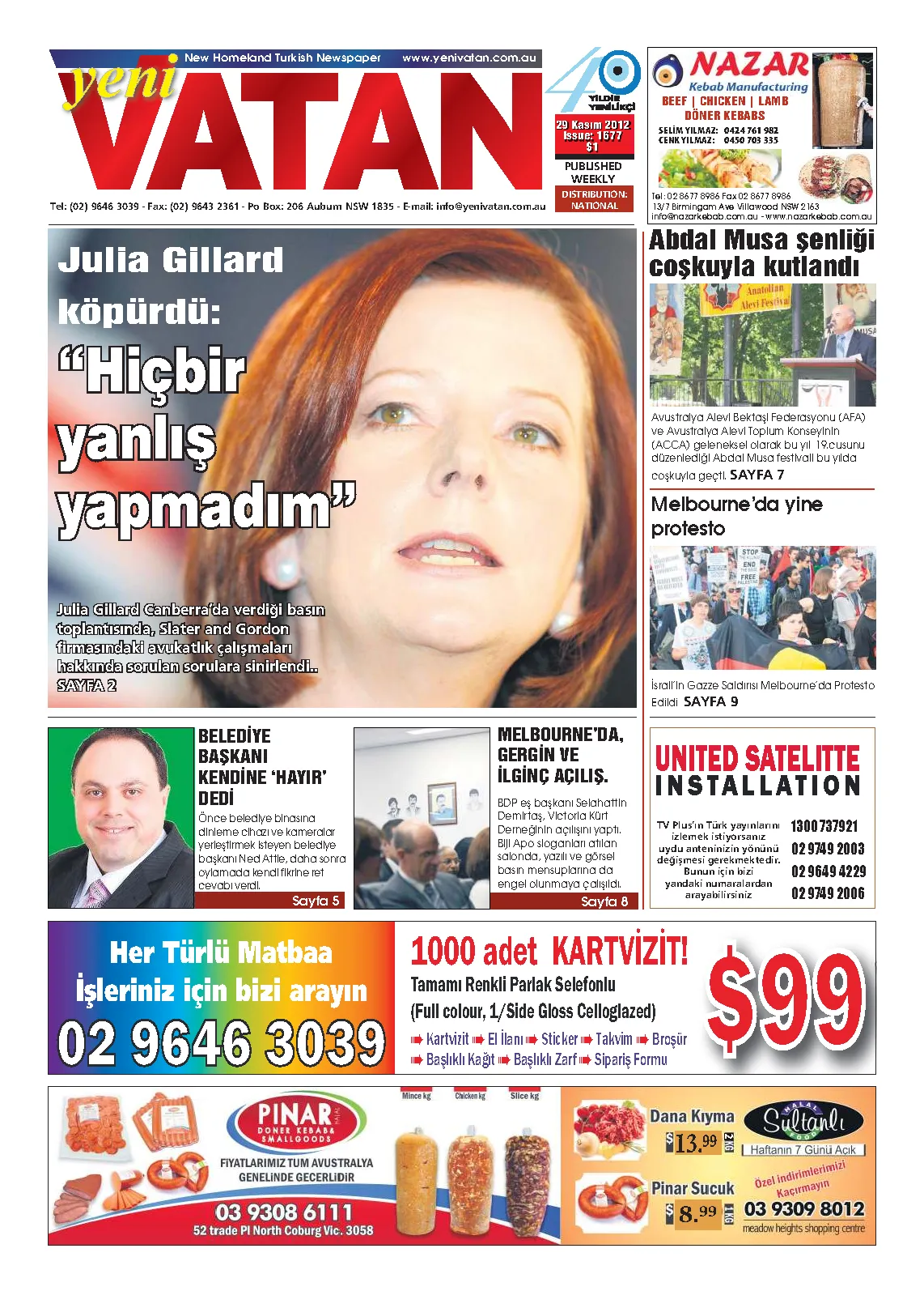 Yeni Vatan – 29 Kasım 2012 – Sayı 1677