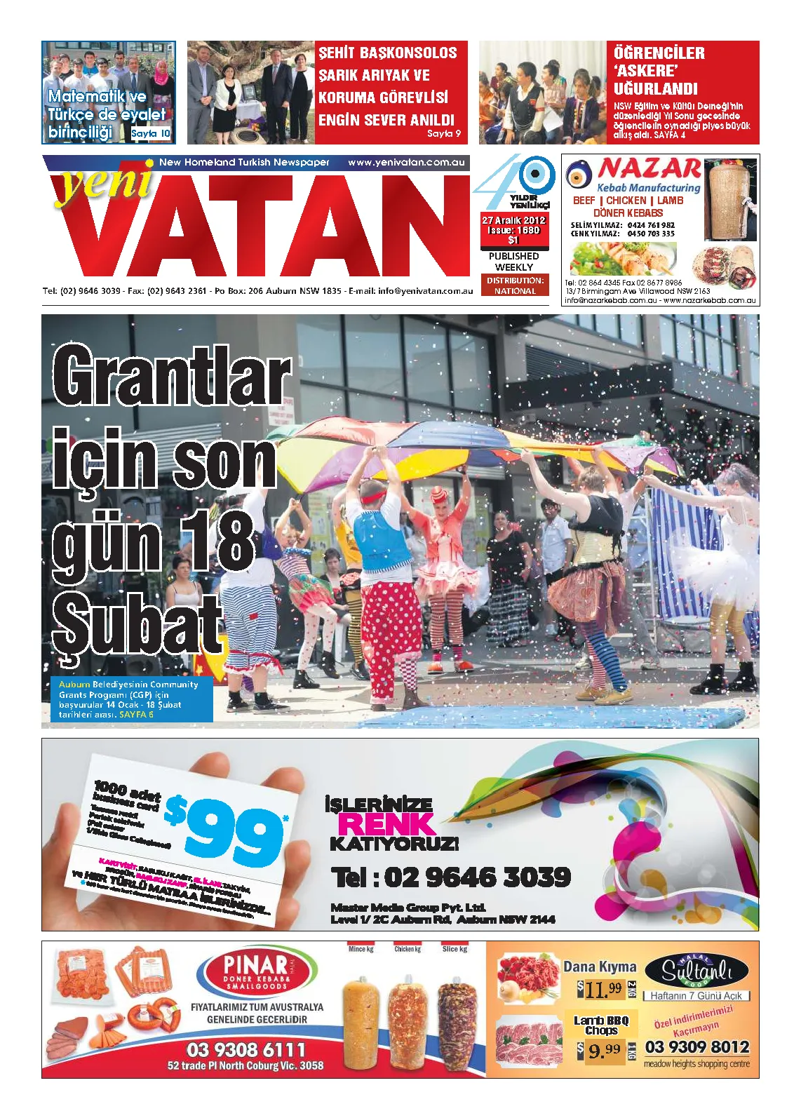 Yeni Vatan – 20 Aralık 2012 – Sayı 1680