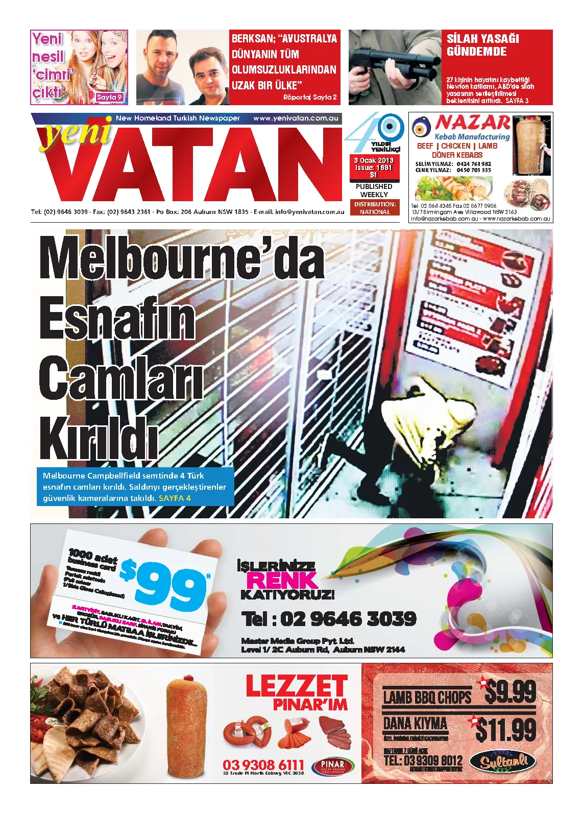 Yeni Vatan – 3 Ocak 2013 – Sayı 1681