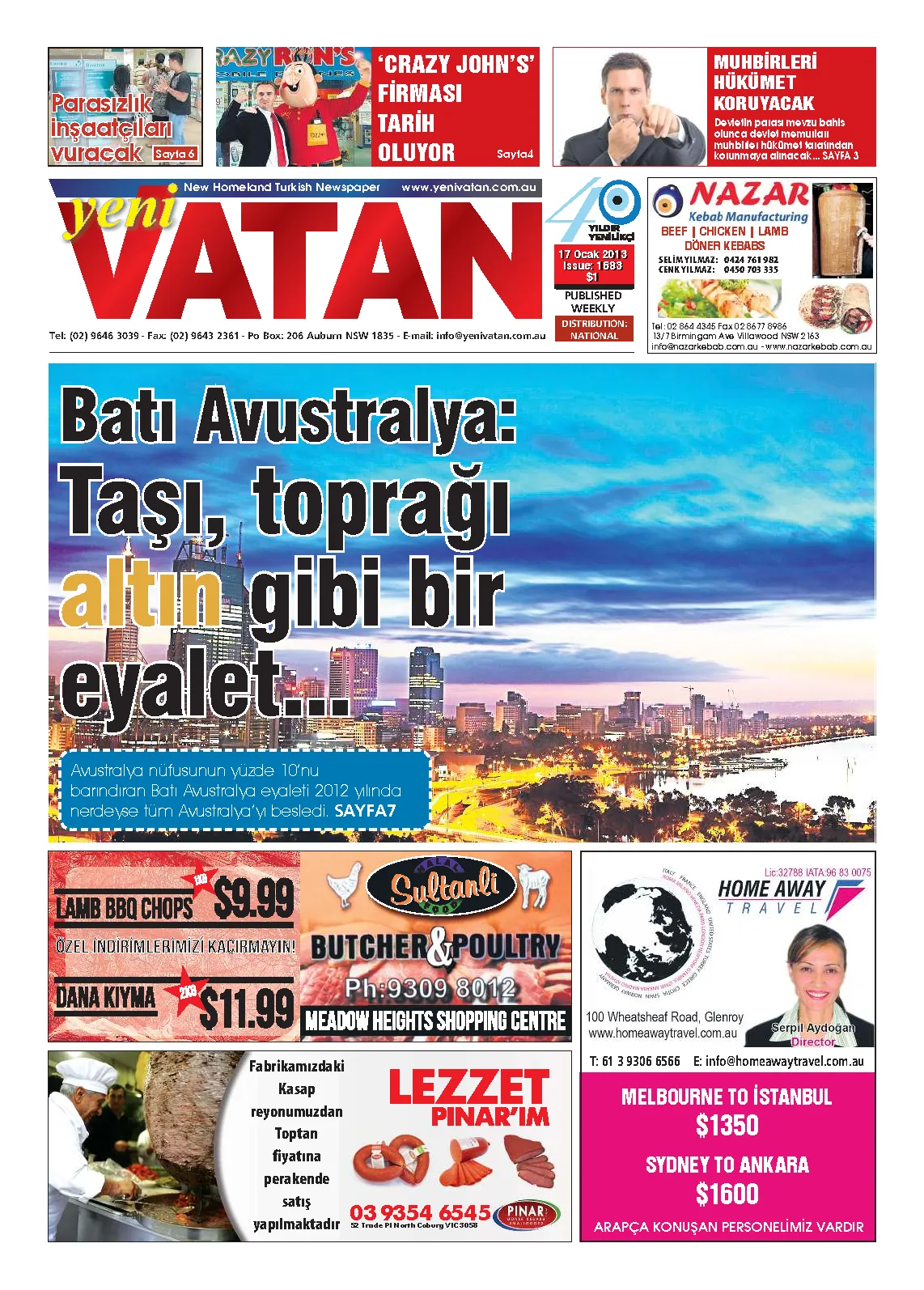 Yeni Vatan – 17 Ocak 2013 – Sayı 1683