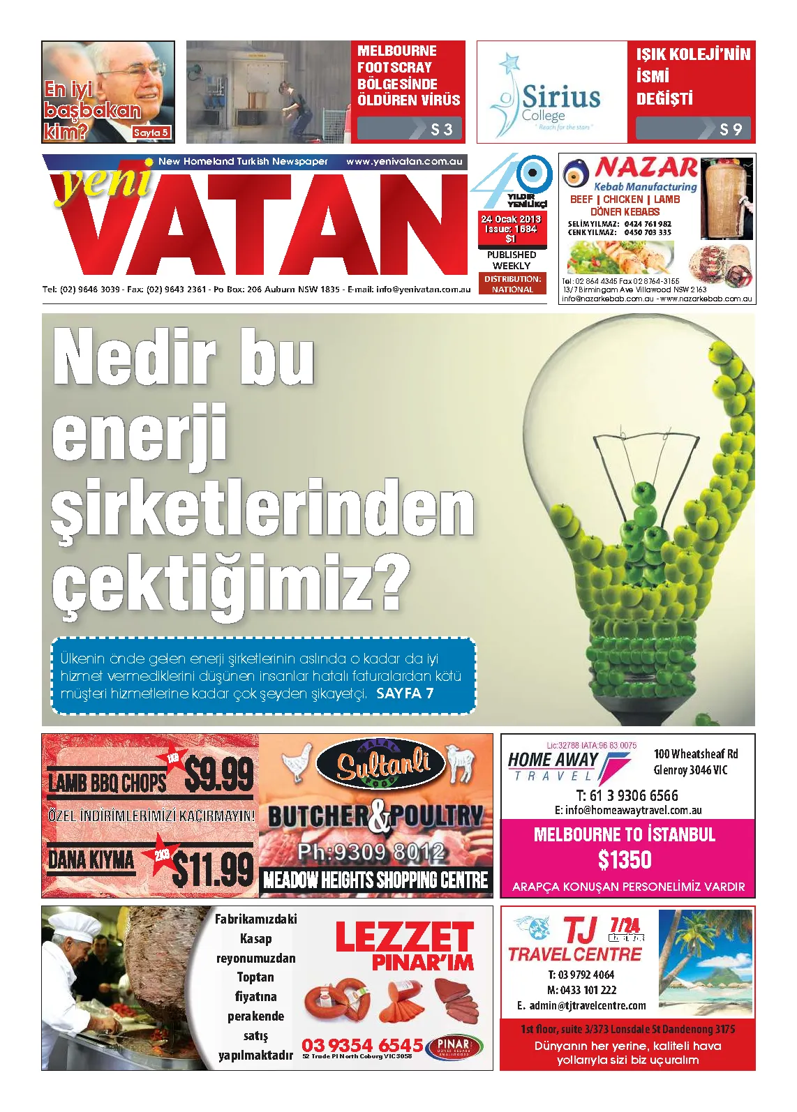 Yeni Vatan – 24 Ocak 2013 – Sayı 1684