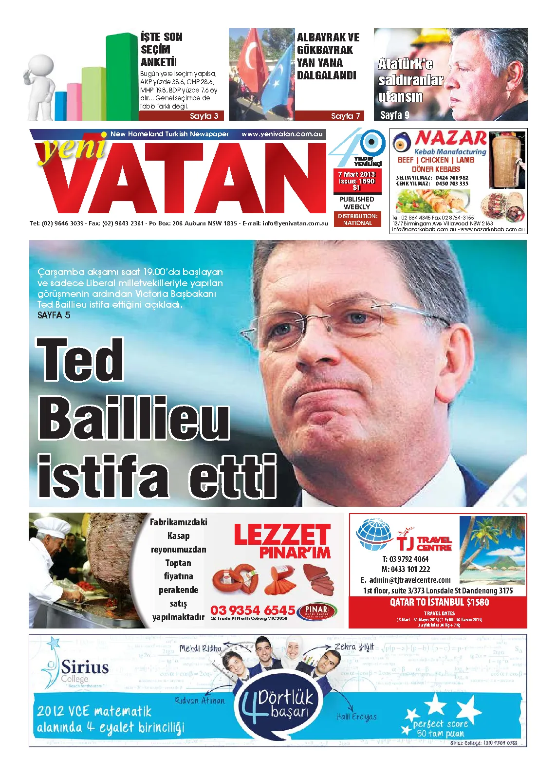 Yeni Vatan – 7 Mart 2013 – Sayı 1690