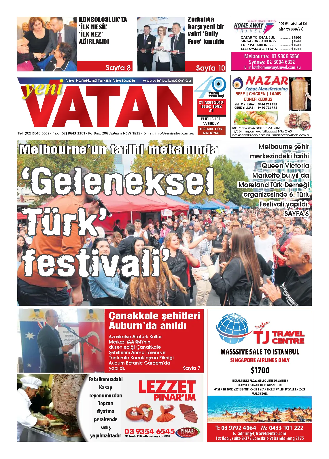 Yeni Vatan – 21 Mart 2013 – Sayı 1692