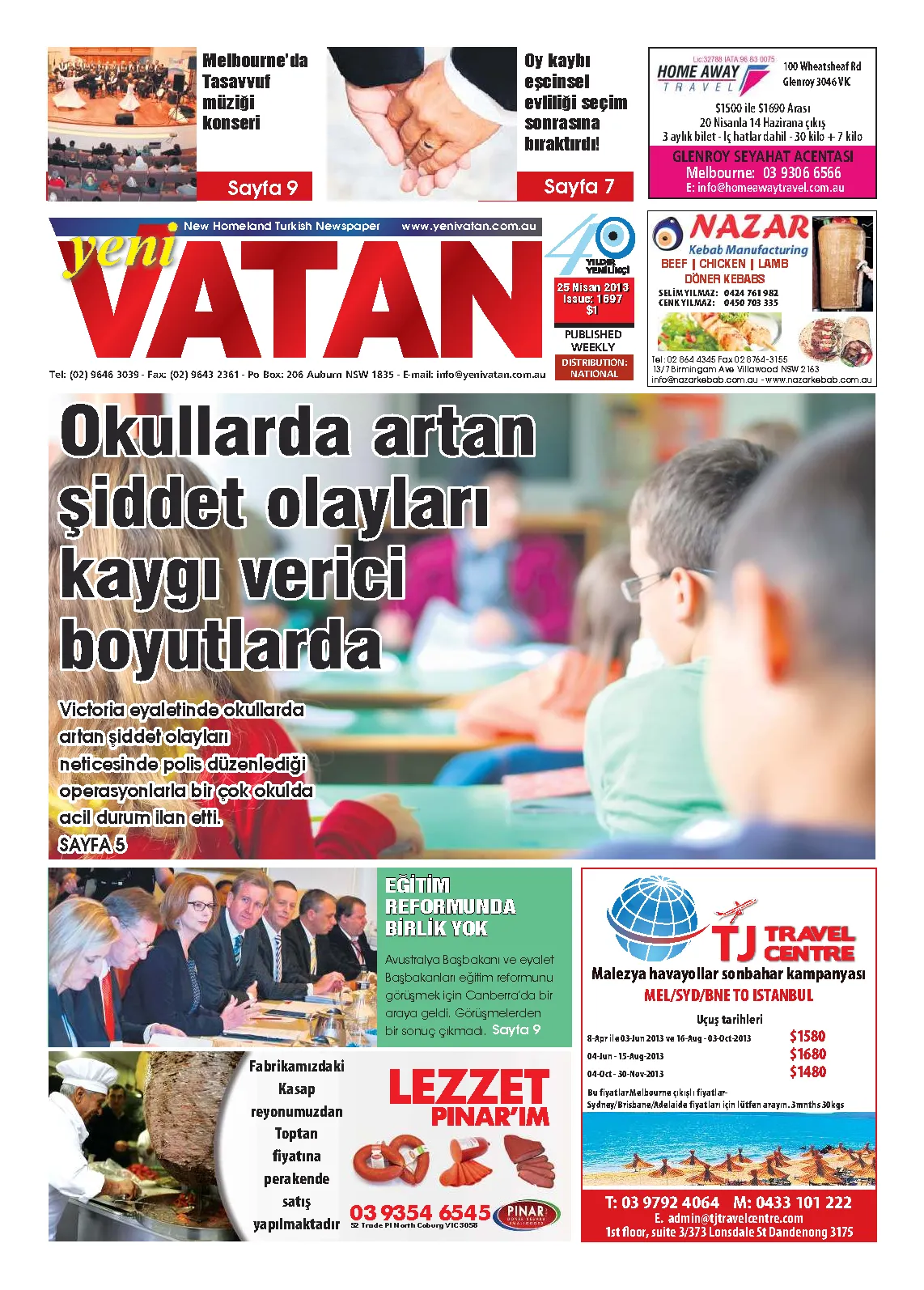 Yeni Vatan – 25 Nisan 2013 – Sayı 1697