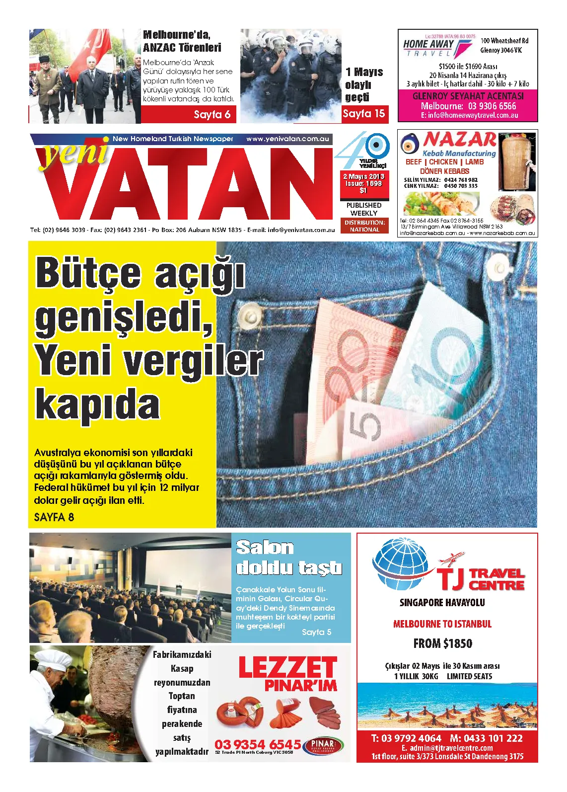 Yeni Vatan – 2 Mayıs 2013 – Sayı 1698