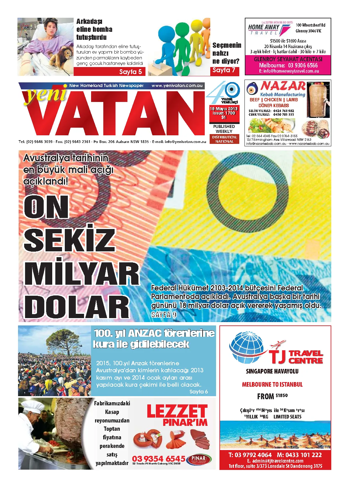 Yeni Vatan – 9 Mayıs 2013 – Sayı 1700