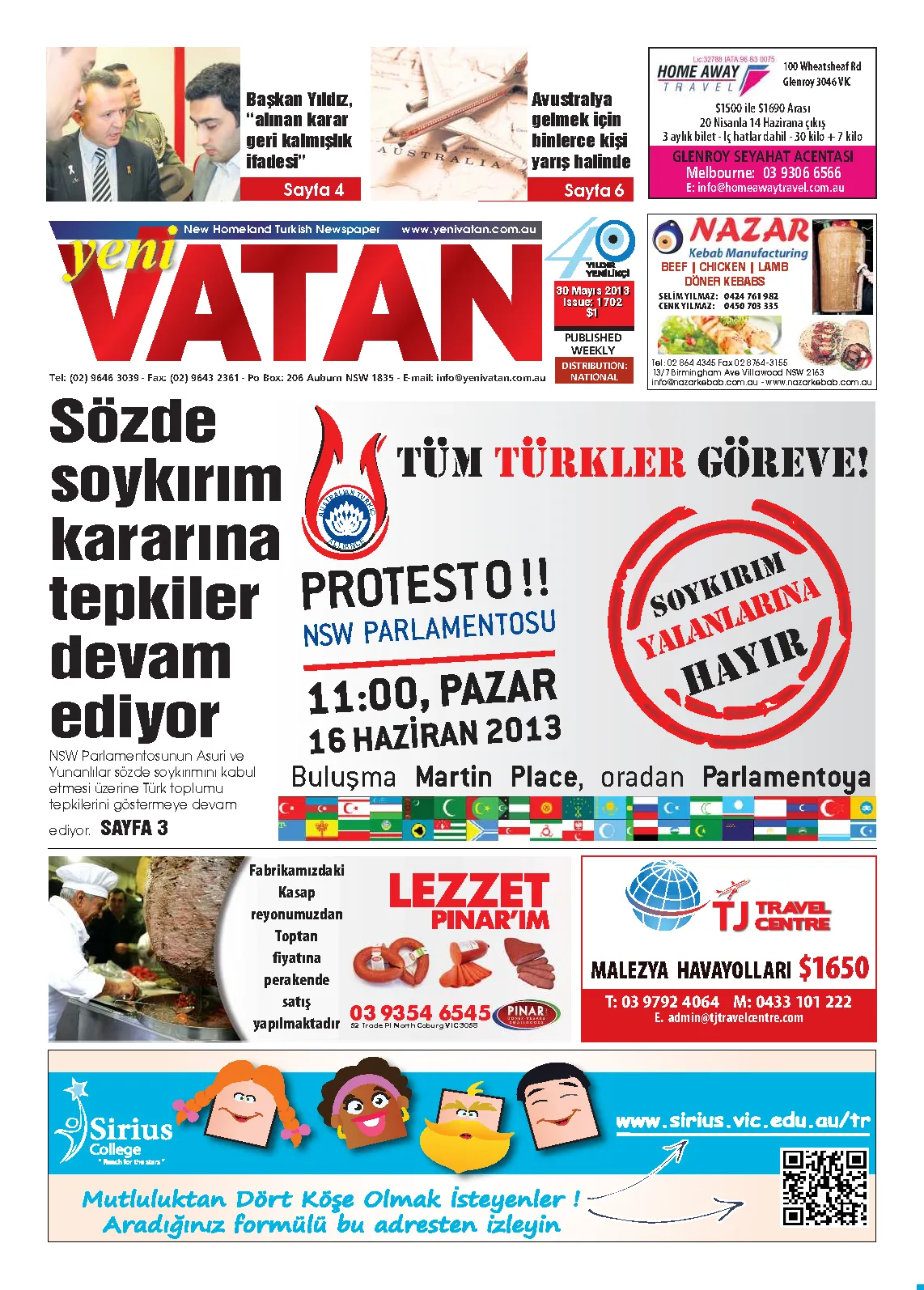 Yeni Vatan – 30 Mayıs 2013 – Sayı 1702