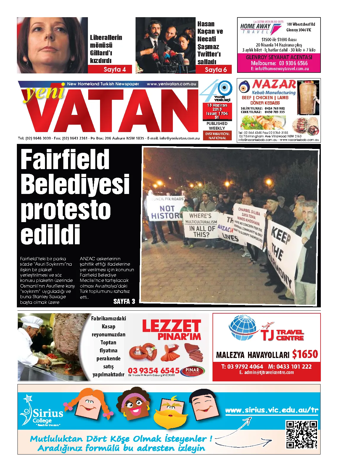 Yeni Vatan – 13 Haziran 2013 – Sayı 1704