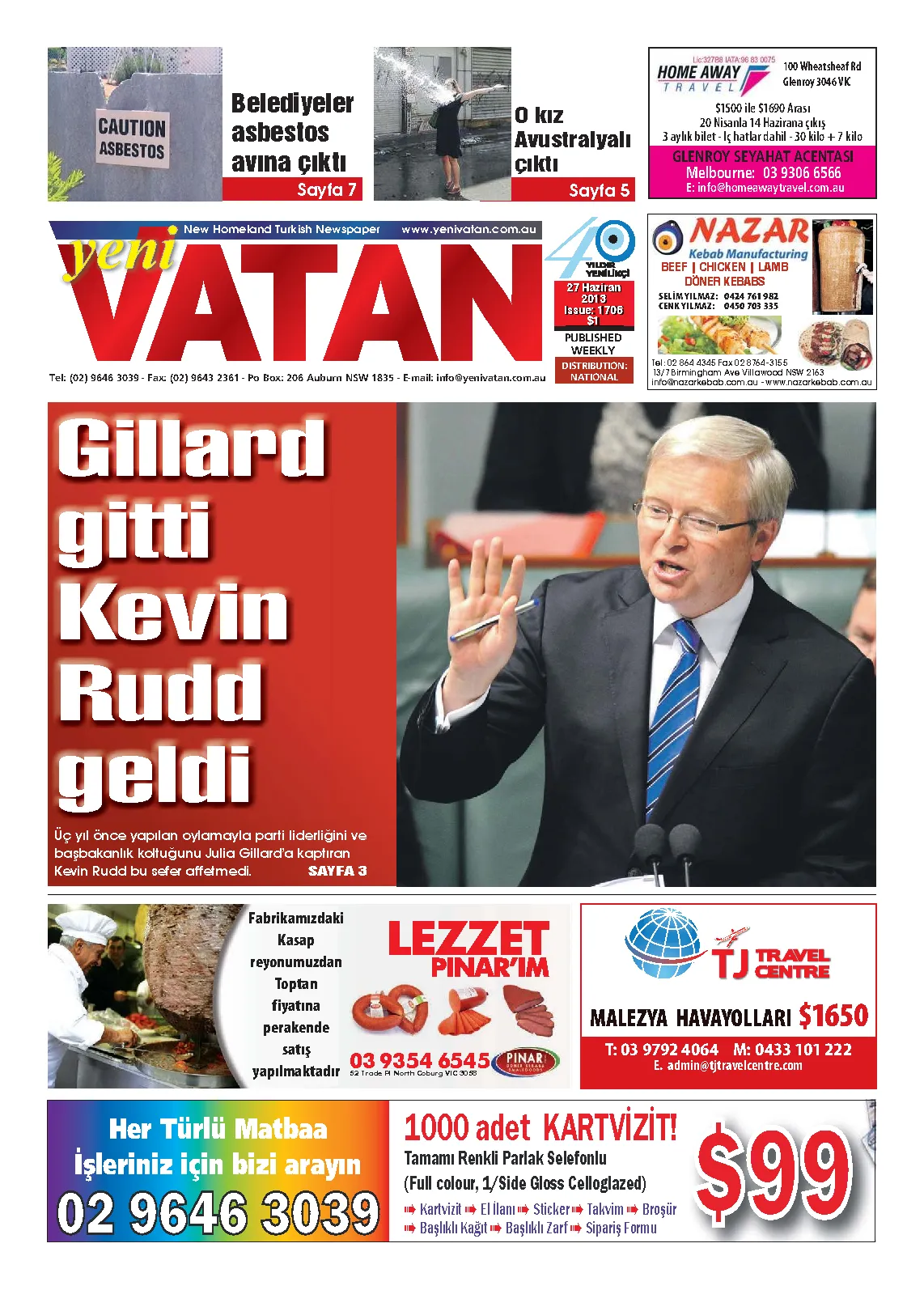Yeni Vatan – 27 Haziran 2013 – Sayı 1706