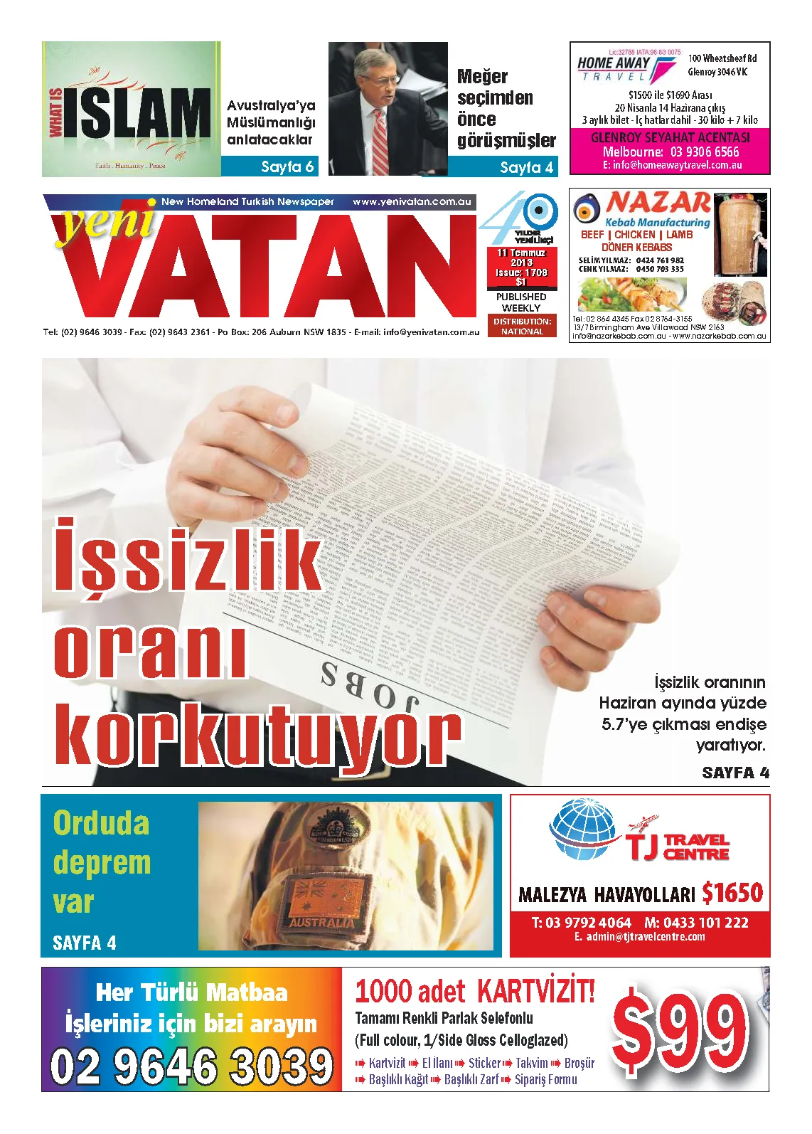 Yeni Vatan – 11 Temmuz 2013 – Sayı 1708