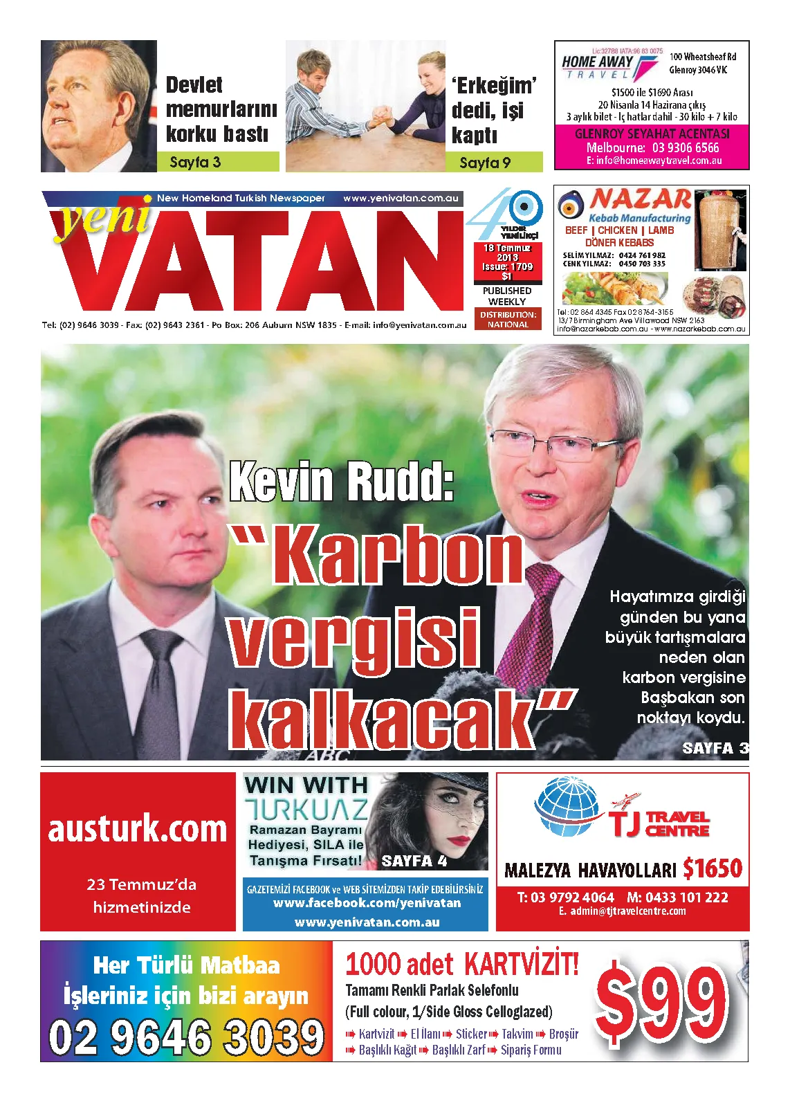 Yeni Vatan – 18 Temmuz 2013 – Sayı 1709
