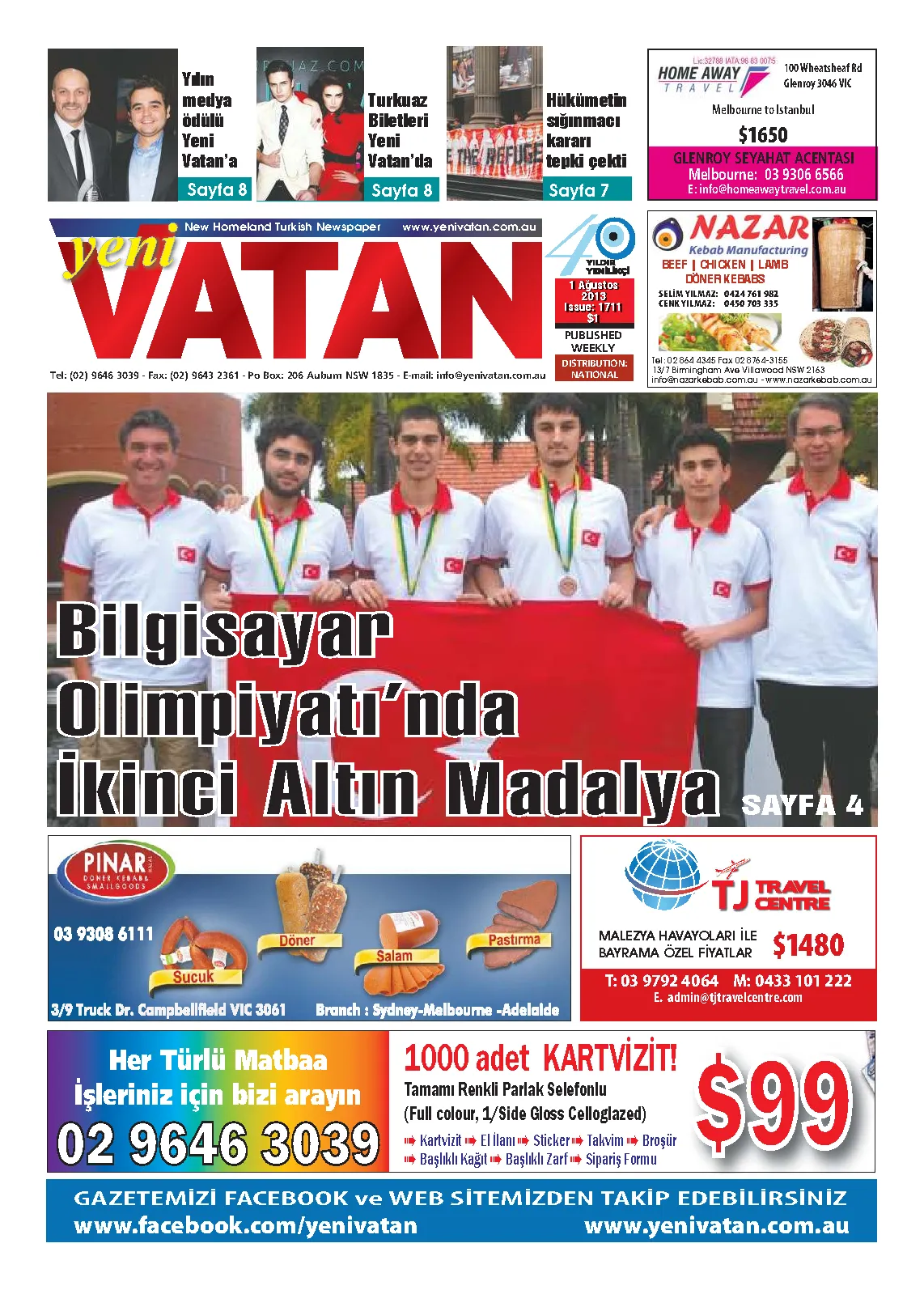 Yeni Vatan – 1 Ağustos 2013 – Sayı 1711