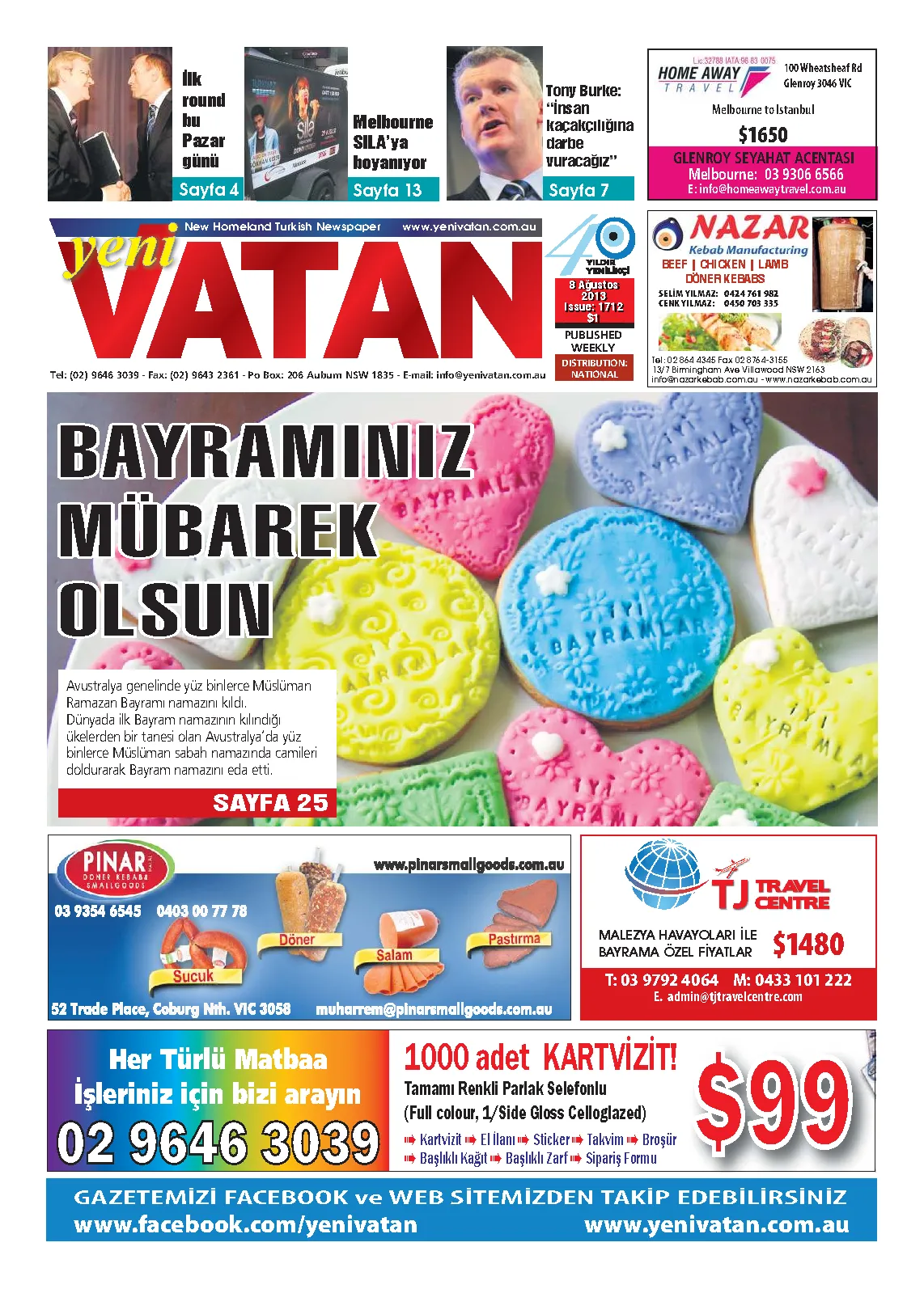 Yeni Vatan – 8 Ağustos 2013 – Sayı 1712