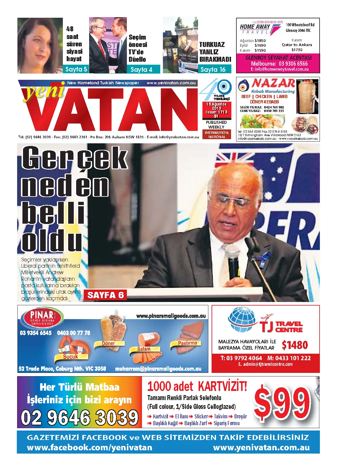 Yeni Vatan – 15 Ağustos 2013 – Sayı 1713